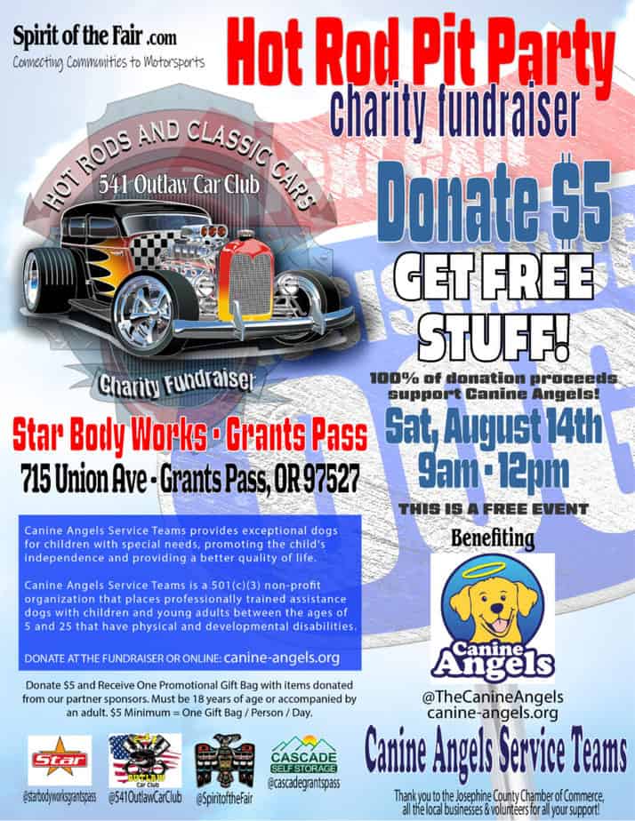 Hot Rod Pit Party Charity Fundraiser Benefiting Canine Angels Service Teams - Grants Pass, Oregon