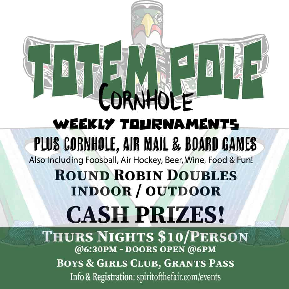 Totem Pole Cornhole Weekly Tournaments - Boys and Girls Club, Grants Pass, Oregon