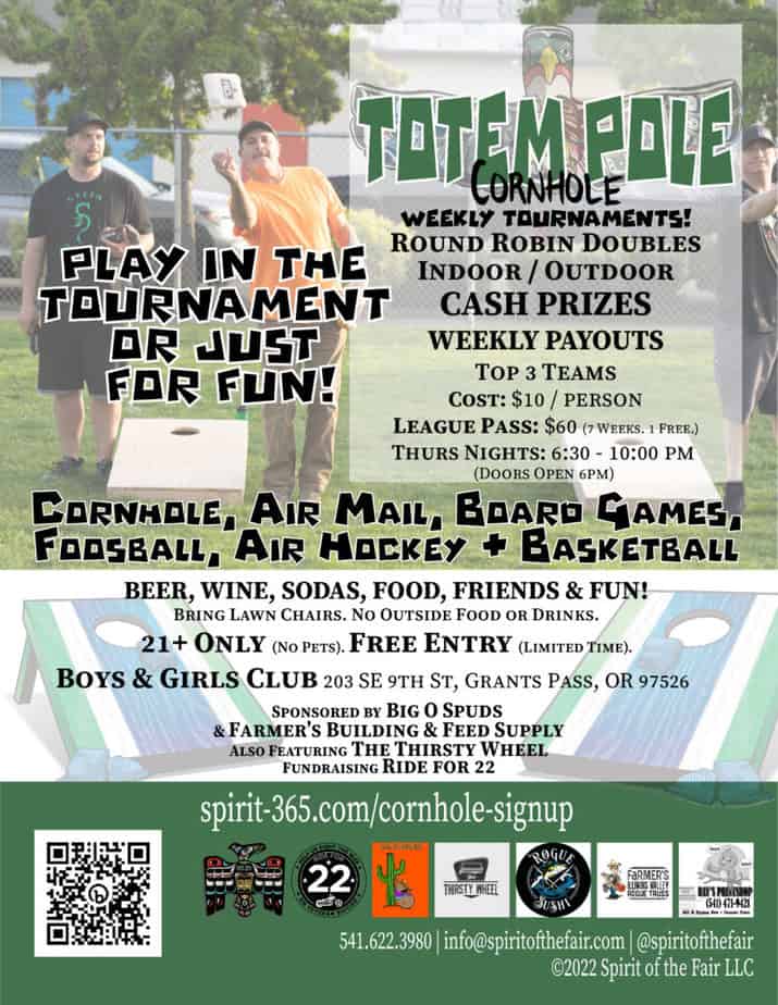 Totem Pole Cornhole Weekly Tournaments - Boys and Girls Club, Grants Pass, Oregon