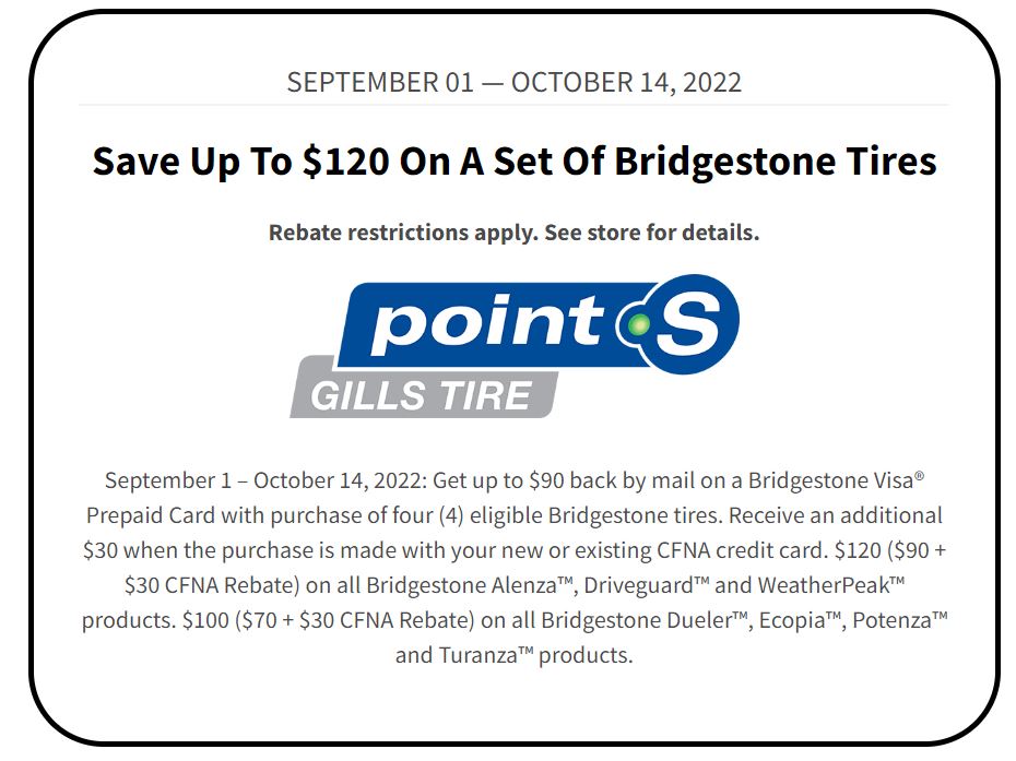 Point S Tire Bridgestone Tire Sale